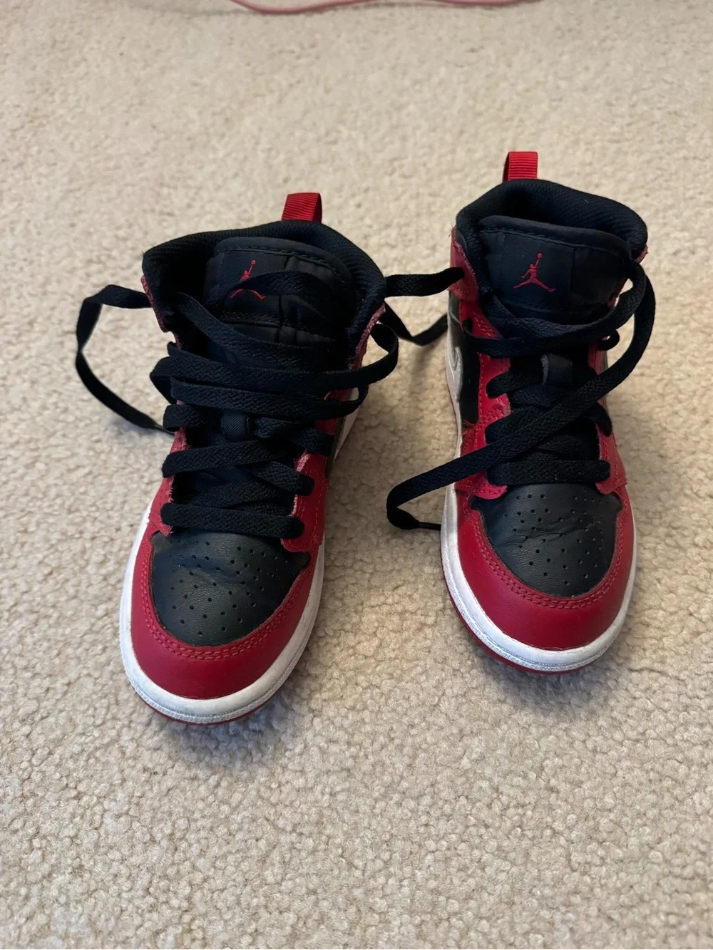 Nike Jordan Mid 1 Kids Red, Black & White